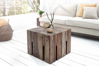 Masywny stołek z drewna drift CASTLE 45cm