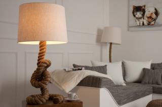 Morska lampa podłogowa SEVEN SEAS 80cm sznurkowa lampa stołowa z lnianym kloszem