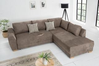 Nowoczesna rozkładana sofa NORWEGIA brązowa 255cm poduszki w zestawie