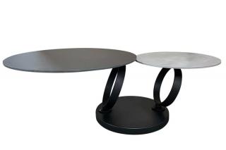 Obrotowy stolik kawowy DANCING RINGS czarno-szary ceramiczny