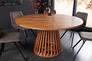 Okrągły stół MAISON JADE 120cm drewno akacja podstawa kolumnowa