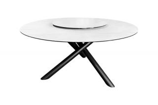 Okrągły stół SPIN 150 cm z białego marmuru ceramicznego