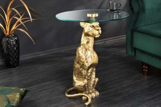 Okrągły stolik boczny WILDLIFE PANTHER 60cm złoty