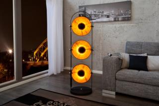 Przemysłowa lampa podłogowa STUDIO 130 cm imitacja czarnego złota z 3 kloszami