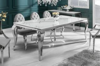 Stół do jadalni MODERN BAROQUE 180cm biały marmur chromowany