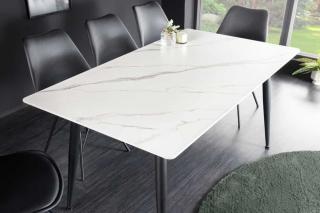 Stół MILANO 120 cm blat ceramiczny biały marmur