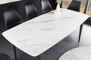 Stół MILANO 160 cm blat ceramiczny biały marmur