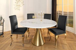 Stół okrągły ELEGANCIA 130cm biały marmur z podstawą kolumnową