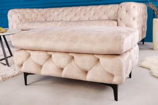 Stołek Chesterfield MODERN BAROQUE Podnóżek aksamitny w kolorze szampańskim 92 ​​cm