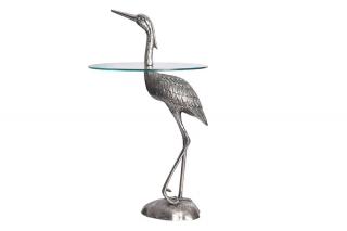 Stolik boczny WILDLIFE HERON 90cm srebrna czapla