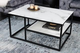 Stolik kawowy BOUTIQUE 90 cm biały w czarnej ramie