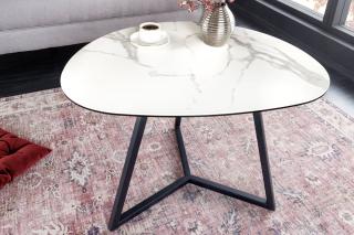 Stolik kawowy MARVELOUS 70 cm blat ceramiczny biały