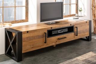 Szafka TV THOR 200cm sosna z recyklingu w stylu industrialnym