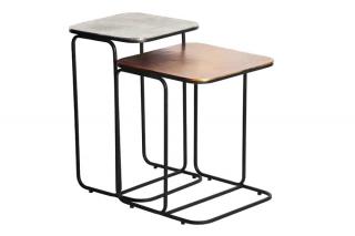 Zestaw 2 stolików bocznych ABSTRAKT 55cm złoty srebrny czarny