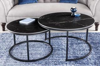 Zestaw stolików ELEGANCE 75 cm okrągłe z antracytowym blatem ceramicznym