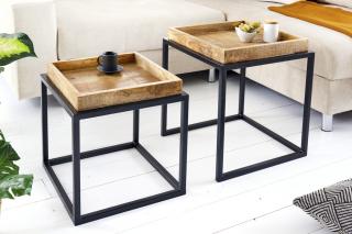 Zestaw stolików SERVITEUR 50 cm drewno mango