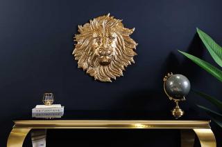 Złota dekoracja ścienna LION 35cm złota metalowa rzeźba