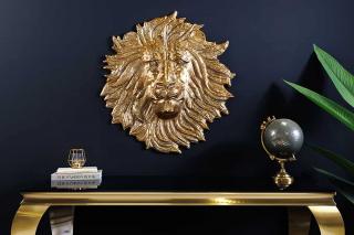 Złota dekoracja ścienna LION 60cm złota metalowa rzeźba