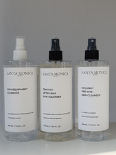 SANTA MONICA SUPERTRIO 1+1+1 COCONUT PRE WAX SKIN CLEANSER 500ML + TEA TREE AFTER WAX SKIN CLEANSER 500ML + WAX EQUIPMENT CLEANSER 500ML