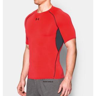 Koszulka termoaktywna męska Under Armour HeatGear Compression Shortsleeve M 1257468-984 neon czerwona  koszulka wygodna do noszenia przez cały dzień