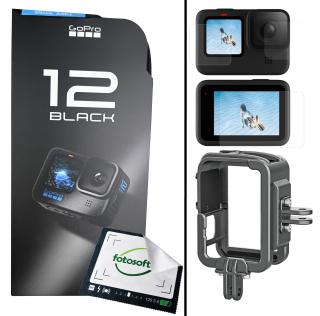 GoPro Hero 12 - Accessory Hard Bundle (2x aku, opaska na głowę, rączka, etui) - ZESTAW SAFE + Obudowa + Szkło