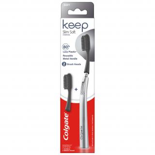COLGATE KEEP SLIM SOFT CHARCOAL Szczoteczka do zębów ZESTAW STARTOWY 1 rączka + 2 główki