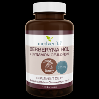Medverita Berberyna HCL + cynamon cejloński 250/100 mg 120 kapsułek