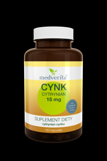 Medverita Cynk Cytrynian 15 mg 180 kapsułek