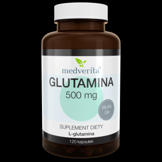 Medverita Glutamina L-glutamina FCC 500 mg 120 kapsułek