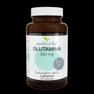 Medverita Glutamina L-glutamina FCC 500 mg 60 kapsułek