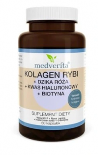 Medverita Kolagen Rybi Verisol® F + Dzika Róża + Kwas Hialuronowy + Biotyna - 60 kapsułek