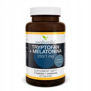 Medverita Tryptofan + Melatonina L-tryptofan 50 kapsułek