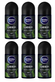 Nivea Men Deep black carbon Amazonia 48h antyperspirant męski roll-on 6x50ml