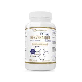 Progress Labs Resveratrol Extract 500mg Ekstrakt ze Skórek Winogron + Prebiotyk 120 kapsułek