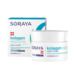 Soraya Kolagen  Elastyna przeciwzmarszczkowy krem na dzień i noc. Krem tłusty 50 ml