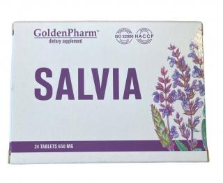 Szałwia z mentolem i lukrecją. Ból Gardła, Zapalenie jamy ustnej 650mg, 24 tabletki