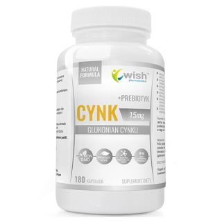 Wish Cynk Glukonian Cynku 15mg + Prebiotyk Produkt Vege 180 Kapsułek