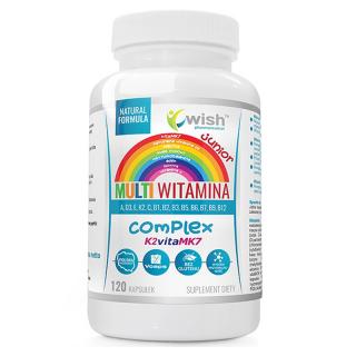 Wish Multiwitamina Junior Witamina B COMPLEX + ADEK + Wit C + Prebiotyk 120 Kapsułek