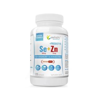 Wish Selen Organiczny 200mcg + Cynk 15mg+ Prebiotyk Produkt Vege 120 Kapsułek
