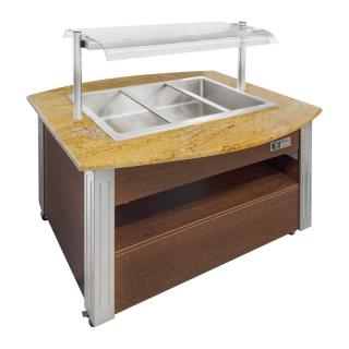 Lada do gorącego bufetu, bufet grzewczy, jezdny, na kółkach, 3x GN 1/1, 1500x1050x850 mm, KOMAT 100413