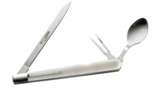 Nóż degustacyjny, technologa, nóż z widelcem i łyżką, 11 cm, nierdzewny, kość słoniowa, DICK 8201111