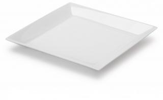 Talerz płaski QUADRO, porcelanowy, kwadratowy, wymiary 16x16cm, wysokość 2,4cm, biały, EXXENT 26224