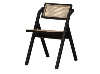 Krzesło rattanowe Weft czarne, Basiclabel