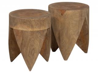 Zestaw 2 stolików Trunk drewno naturalne, Be Pure