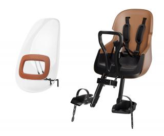 Bobike Exclusive Evolve Mini Brown przedni fotelik rowerowy z osłoną