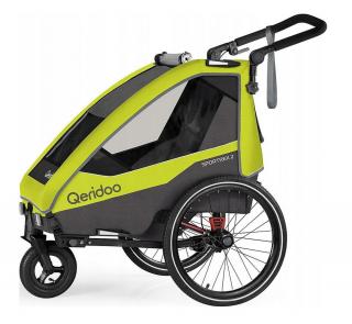 Przyczepka rowerowa, wózek Qeridoo Sportrex2 Lime green dla dwójki dzieci Dwumiejscowa