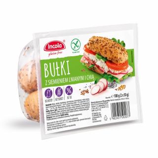 BUŁKI Z SIEMIENIEM LNIANYM I NASIONAMI CHIA (bezglutenowe) 100g - INCOLA