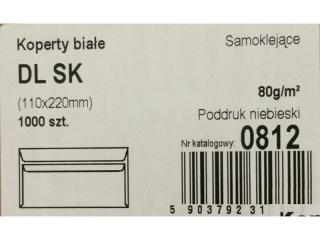 Koperta DL SK (110x220mm) biała samoklejąca,