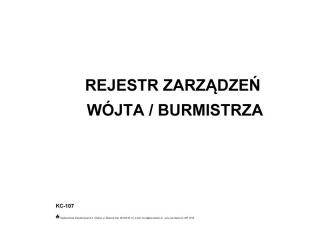 Rejestr Zarządzeń Wójta Gminy, A4, 96 kart, oprawa twarda, KC-107