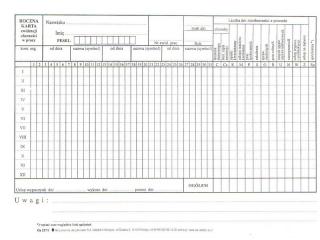 Roczna karta ewidencji obecności w pracy / 2003 / A5
